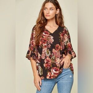 ANDREE BY UNIT Fall Floral Blouse Size 2X